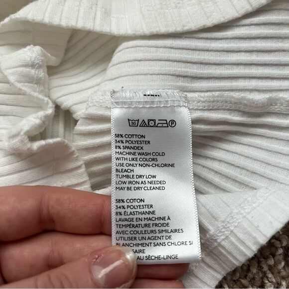 Silence + Noise Off Shoulder Ribbed Mini Bell Sleeve Cropped Fitted Sweater - Picture 10 of 12